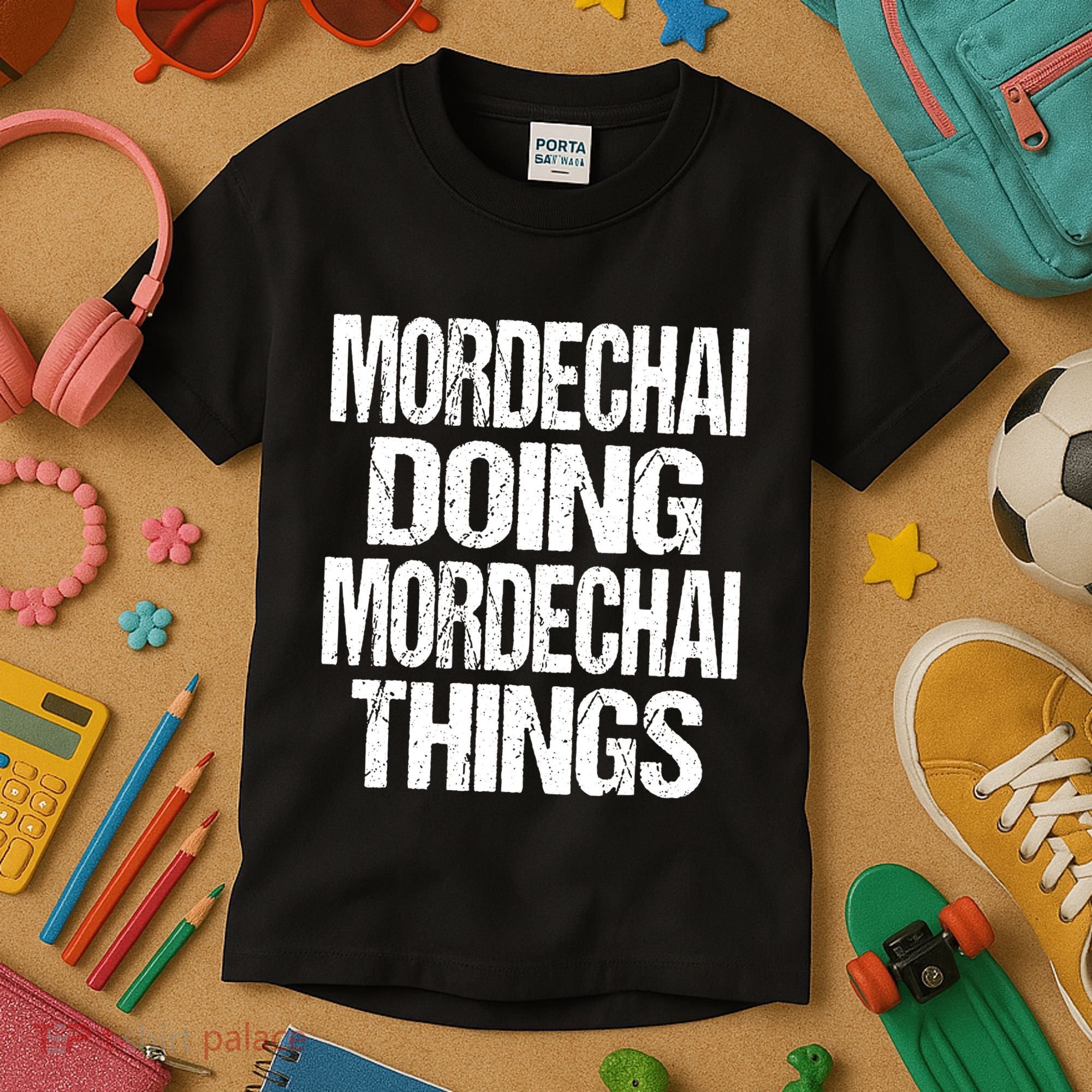 Mordechai Doing Mordechai Things Purim Kids T-Shirt