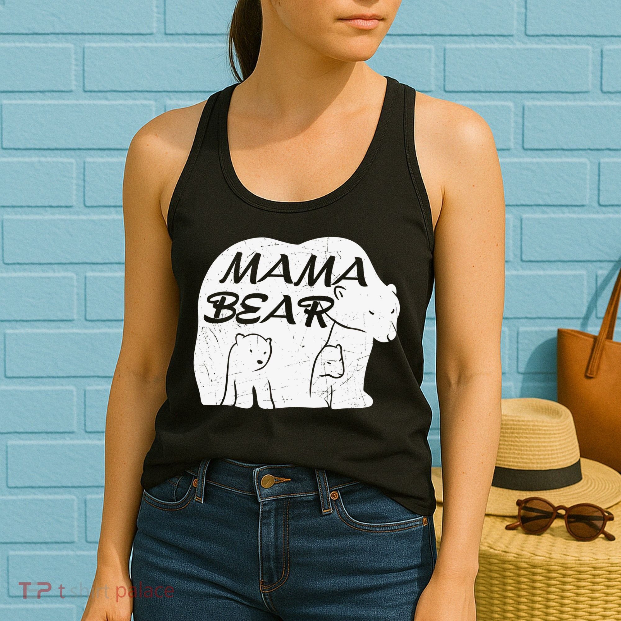 Mother's Day Mama Bear Plus Size Shirts For Mom Son Daughter Family Men Women Women's Tank Top