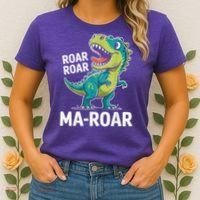 Ma-Roar Dinosaur Mom Quote Family Women's T-Shirt thumb 2