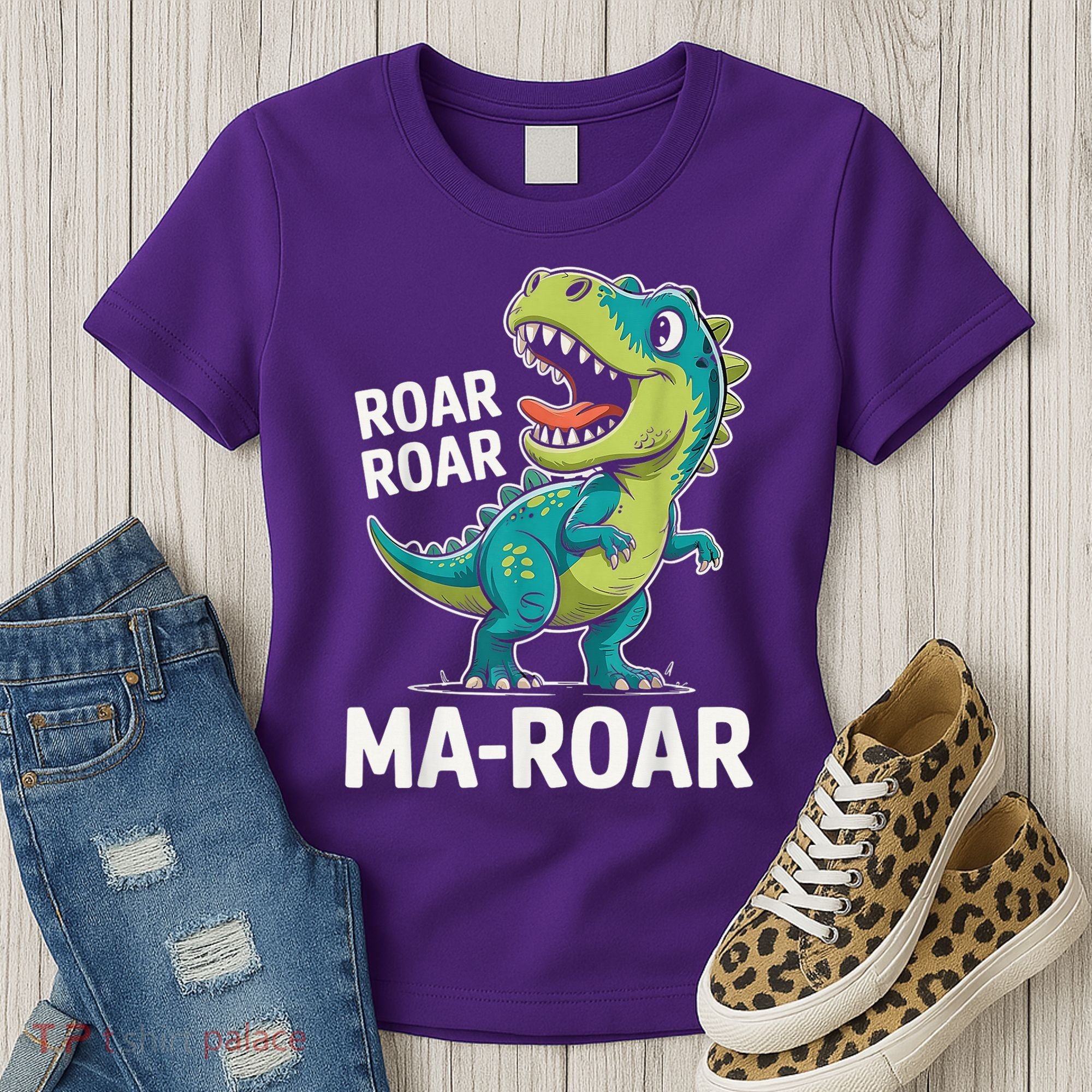 Ma-Roar Dinosaur Mom Quote Family Women's T-Shirt