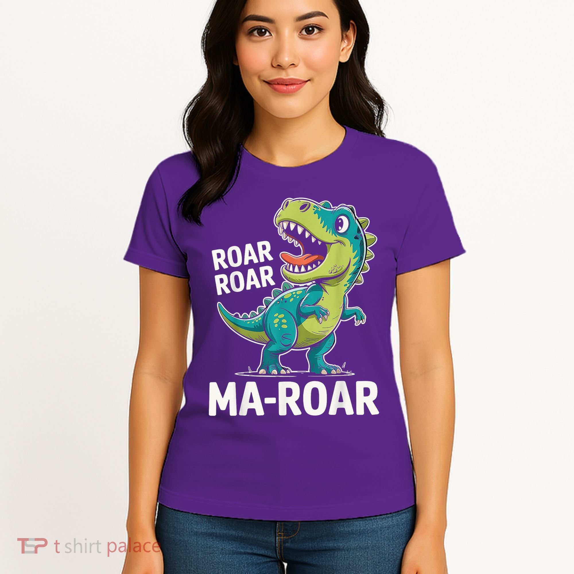 Ma-Roar Dinosaur Mom Quote Family Women's T-Shirt