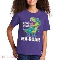 Ma-Roar Dinosaur Mom Quote Family Kids T-Shirt thumb 2