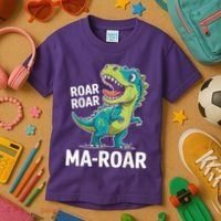 Ma-Roar Dinosaur Mom Quote Family Kids T-Shirt thumb 3