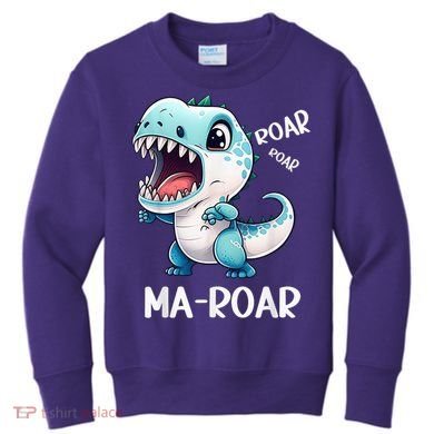 Ma-Roar Dinosaur Mom Quote Kids Sweatshirt