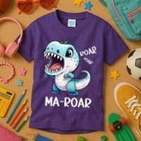 Ma-Roar Dinosaur Mom Quote Kids T-Shirt thumb 3