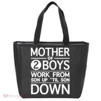 Mothers Day Mother Of 2 Boys Work From Son Up Until Son Down Tote Bag thumb 0