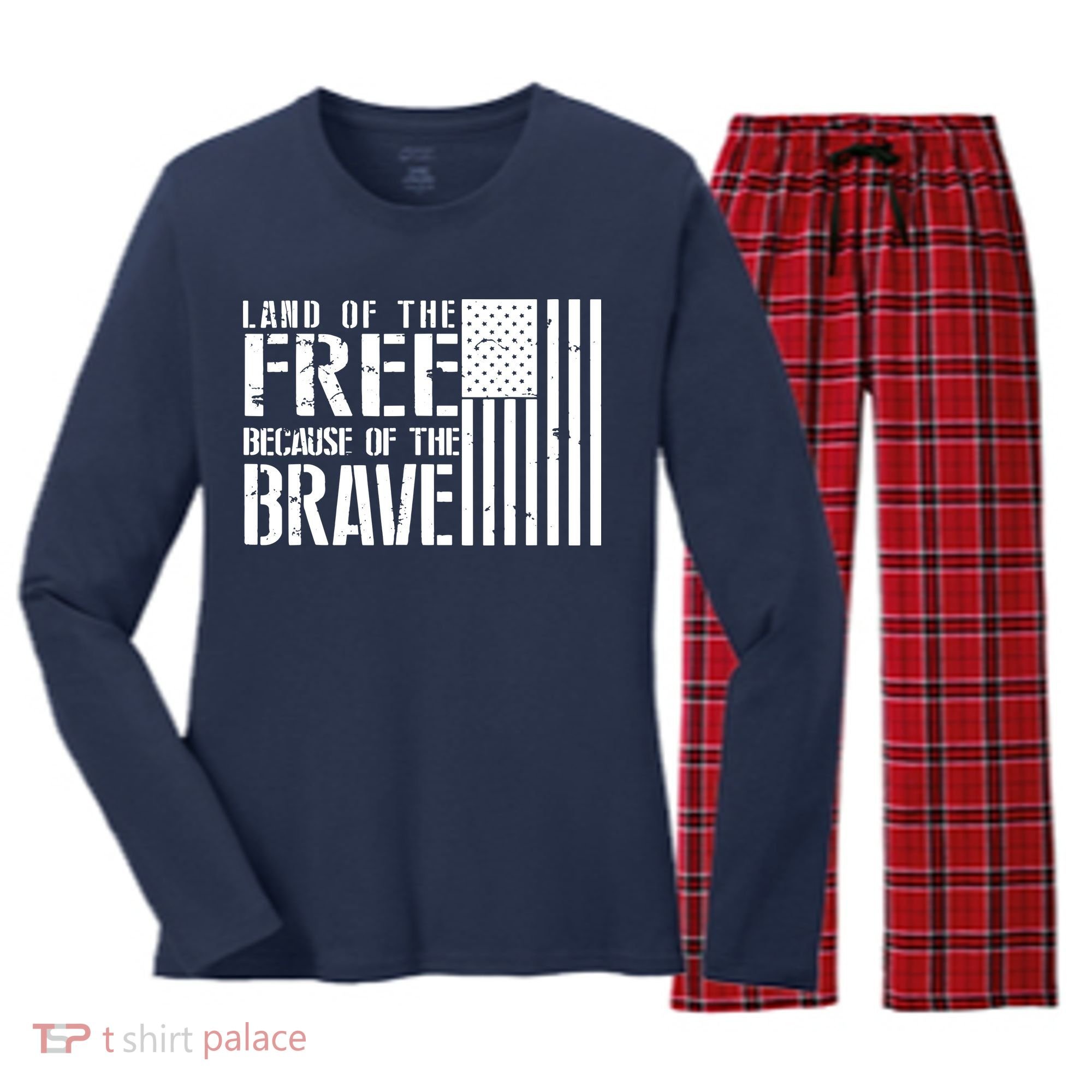 Memorial Day Women's Long Sleeve Flannel Pajama Set 