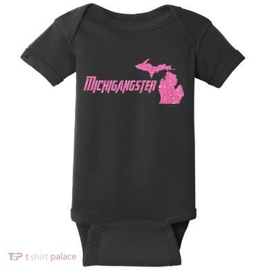 Michigangster Detroit Michigan Midwest Mitten Baby Bodysuit