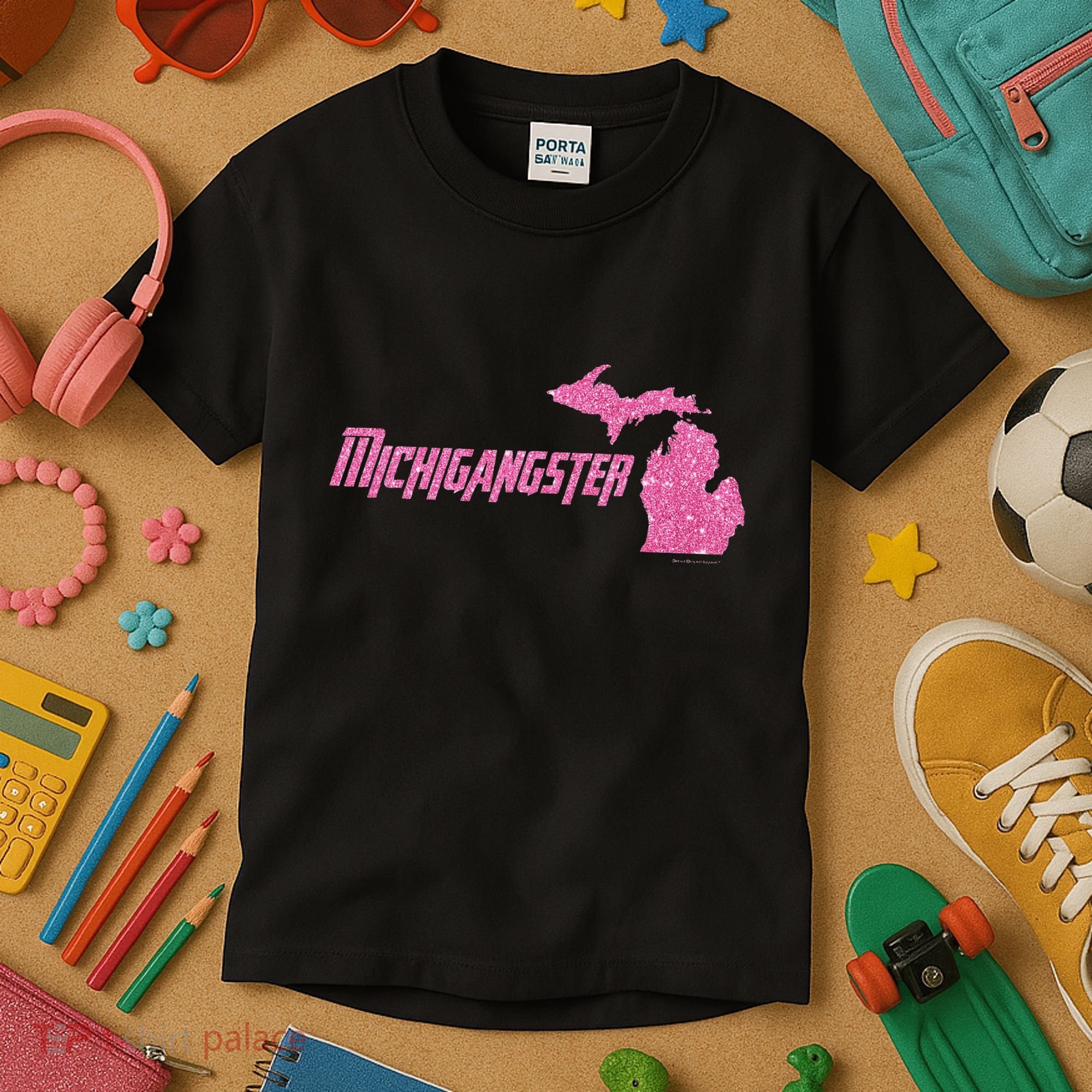 Michigangster Detroit Michigan Midwest Mitten Kids T-Shirt