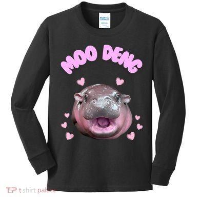 Moo Deng Kids Long Sleeve Shirt