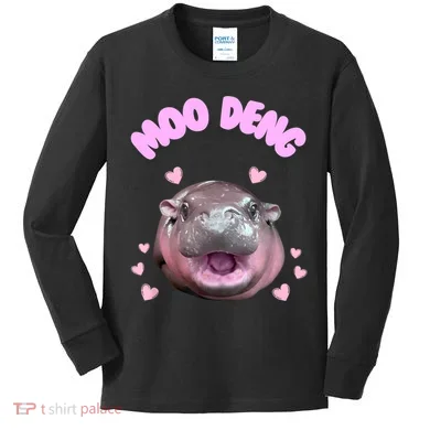 Moo Deng Kids Long Sleeve Shirt