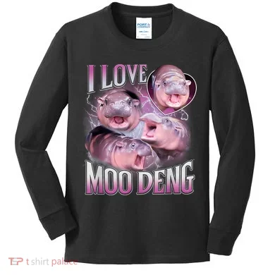 Moo Deng Kids Long Sleeve Shirt