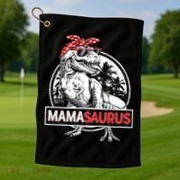 Mothers Day Mamasaurus T Rex Dinosaur Funny Mama Saurus Mother's Day Golf Towel thumb 1
