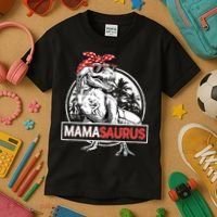 Mothers Day Mamasaurus T Rex Dinosaur Funny Mama Saurus Mother's Day Kids T-Shirt thumb 3