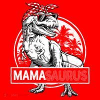 Mothers Day Mamasaurus T Rex Dinosaur Funny Mama Saurus Mother's Day Santa Hat thumb 1