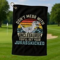 Mens Don't Mess With Unclesaurus You'll Get Jurasskicked Uncle Golf Towel thumb 1