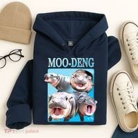 Moo Deng Meme Hippo Funny Hoodie thumb 4