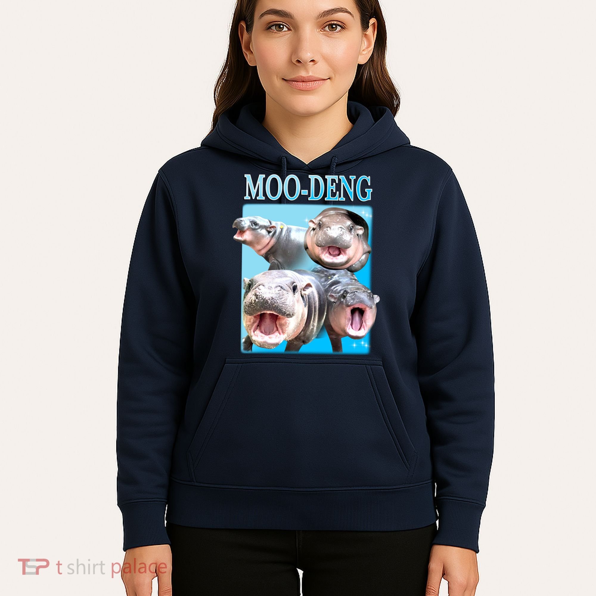 Moo Deng Meme Hippo Funny Hoodie
