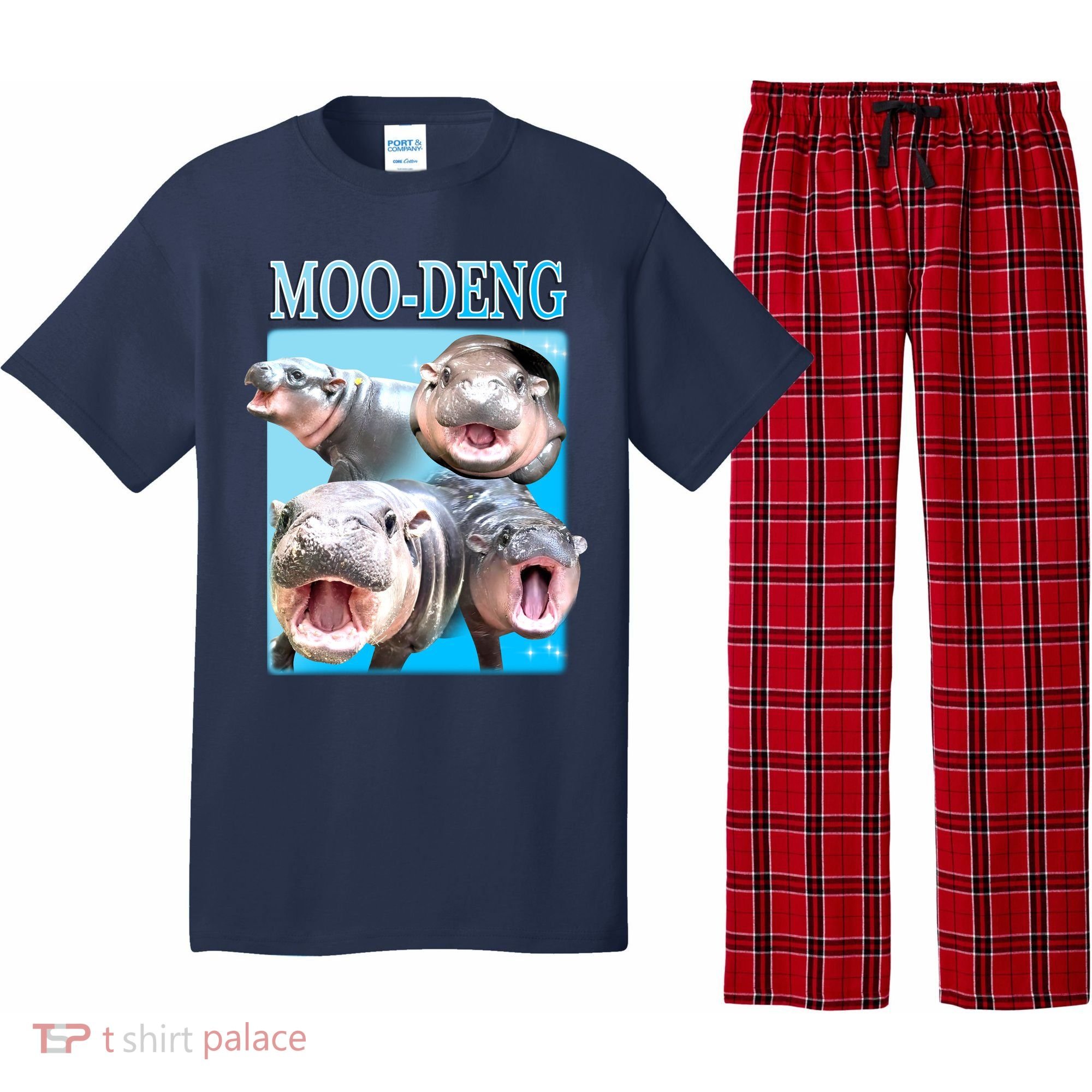 Moo Deng Meme Hippo Funny Pajama Set
