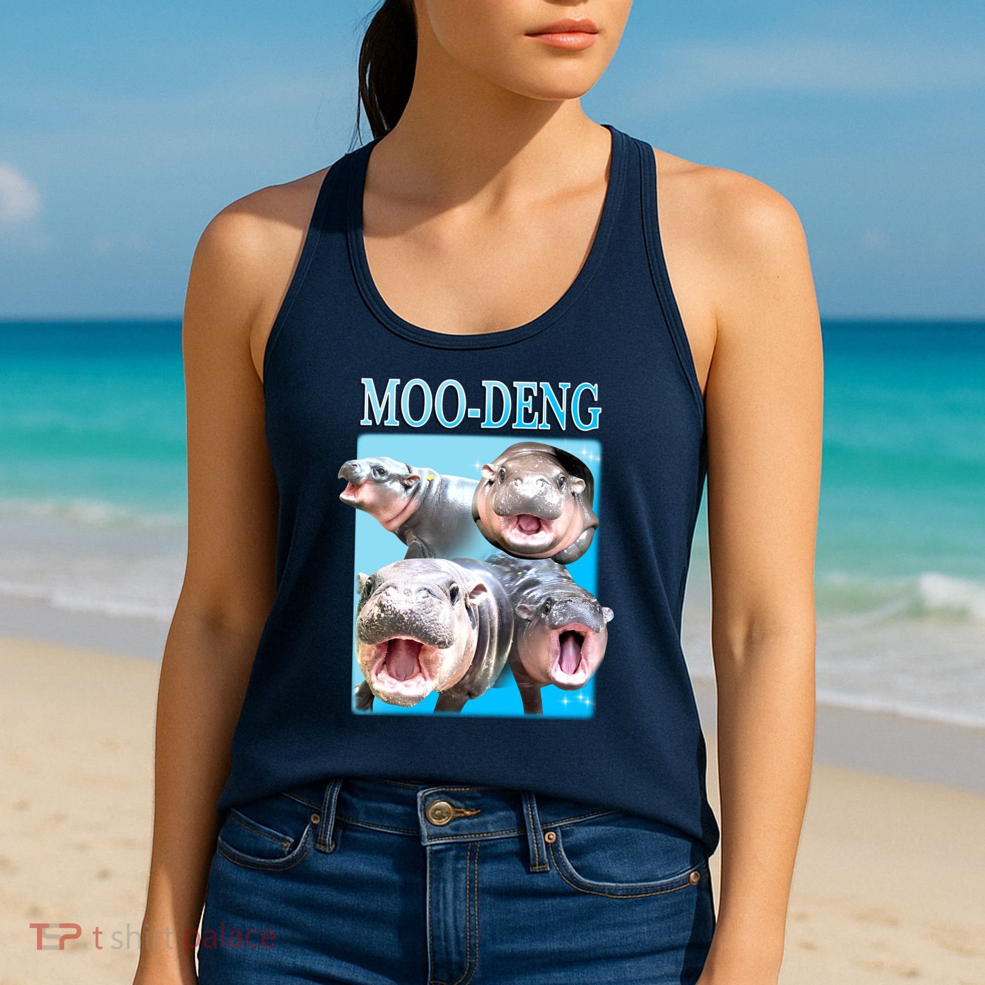 Moo Deng Meme Hippo Funny Women's Tank Top