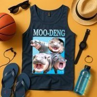 Moo Deng Meme Hippo Funny Tank Top thumb 4