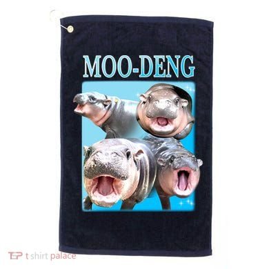 Moo Deng Meme Hippo Funny Golf Towel