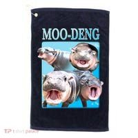 Moo Deng Meme Hippo Funny Golf Towel thumb 0