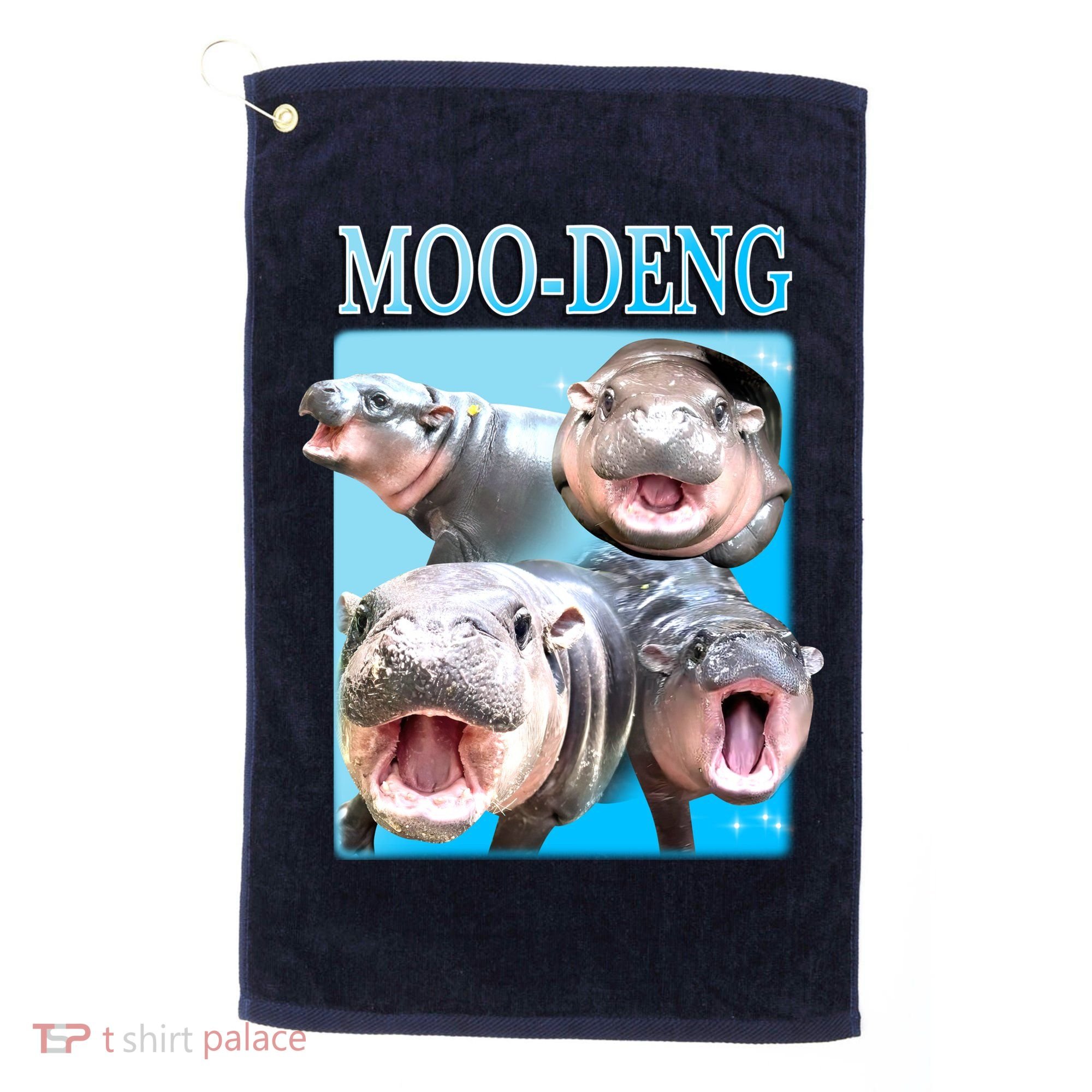 Moo Deng Meme Hippo Funny Golf Towel
