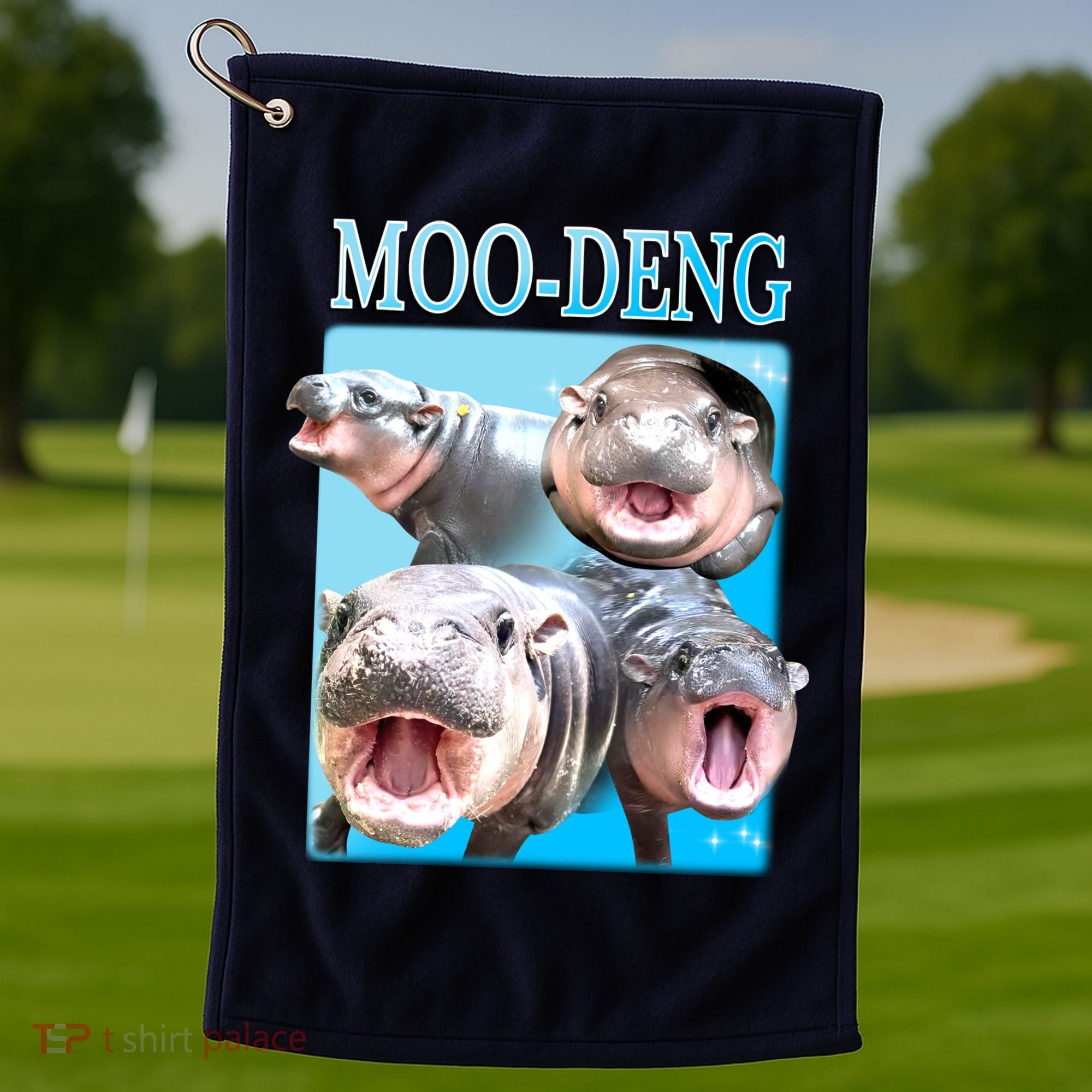 Moo Deng Meme Hippo Funny Golf Towel