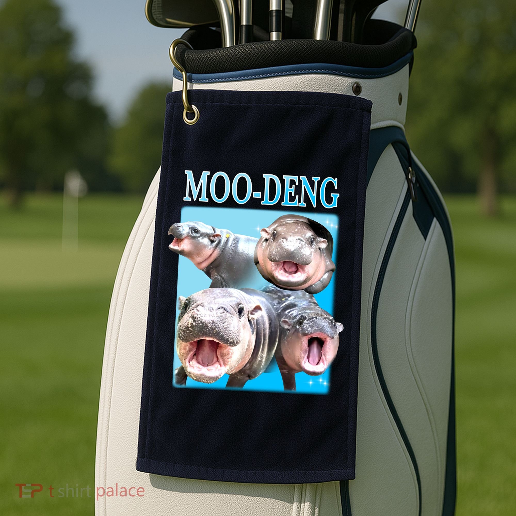 Moo Deng Meme Hippo Funny Golf Towel