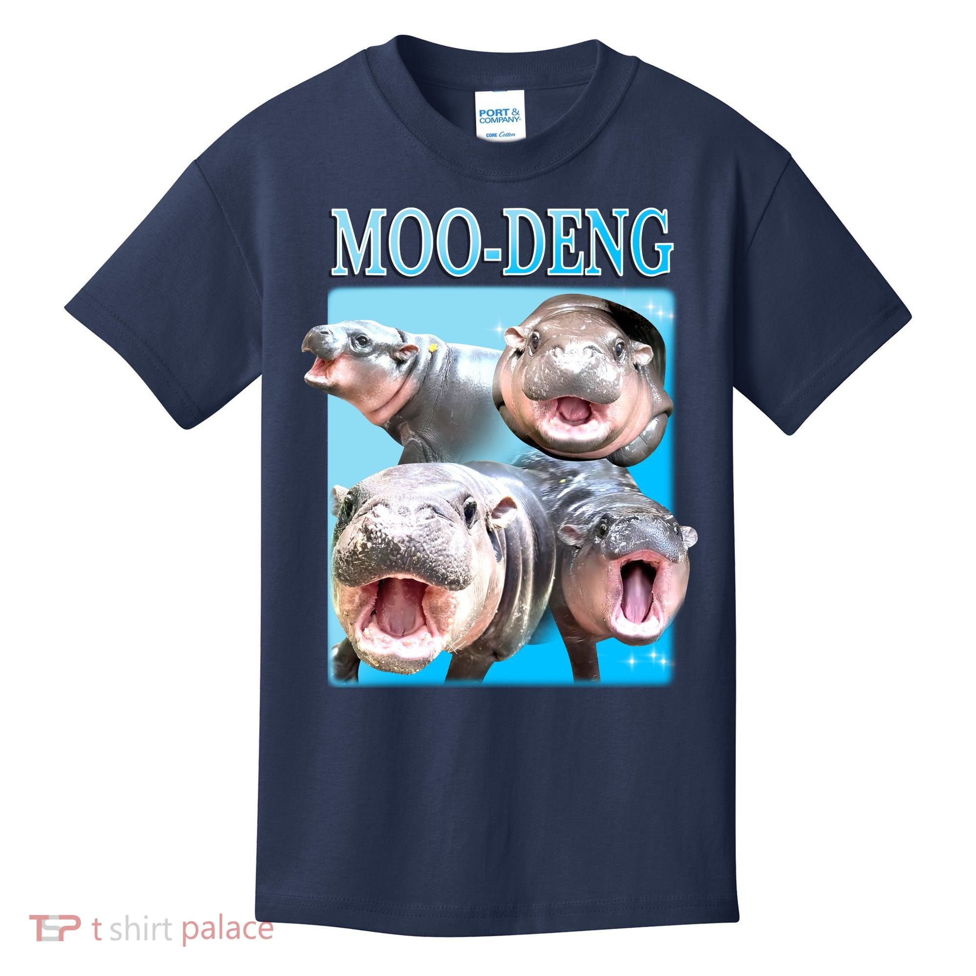Moo Deng Meme Hippo Funny Kids T-Shirt