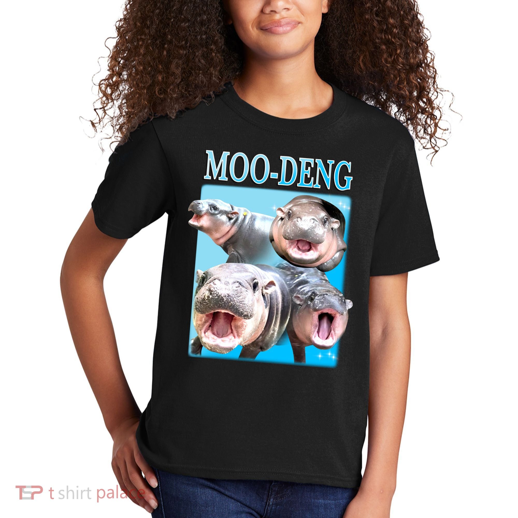 Moo Deng Meme Hippo Funny Kids T-Shirt