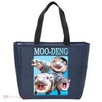 Moo Deng Meme Hippo Funny Tote Bag thumb 0