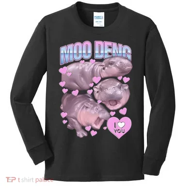 Moo Deng Kids Long Sleeve Shirt