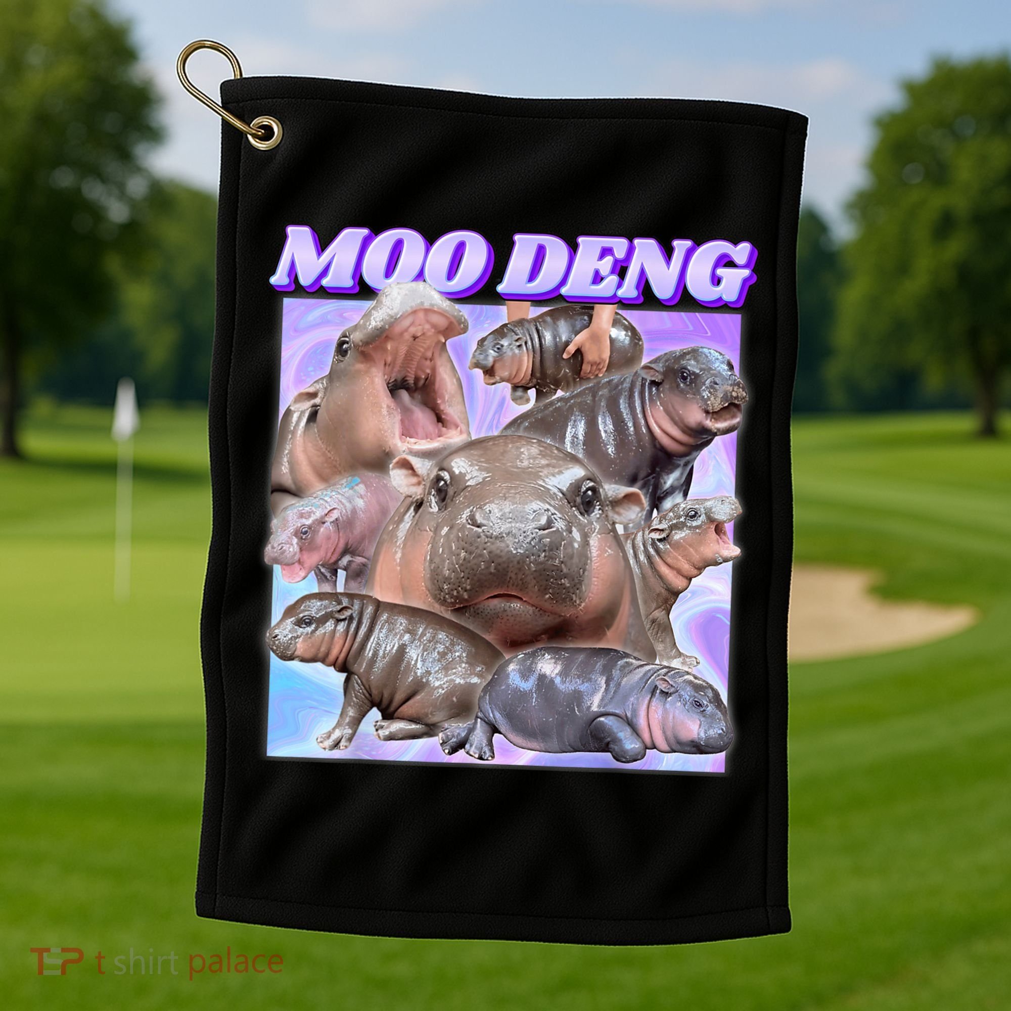 Moo Deng Meme Hippo Golf Towel