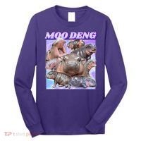Moo Deng Meme Hippo Long Sleeve Shirt thumb 0