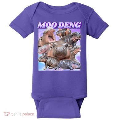 Moo Deng Meme Hippo Baby Bodysuit