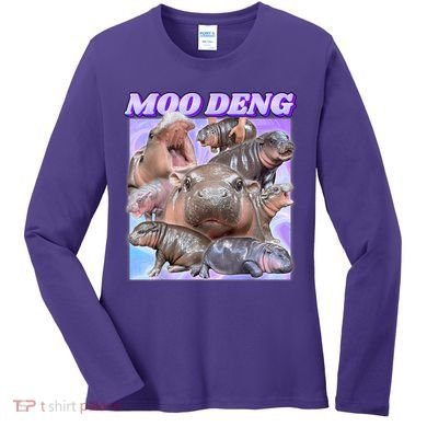 Moo Deng Meme Hippo Women's Long Sleeve Shirt
