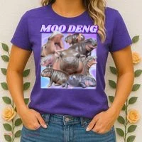 Moo Deng Meme Hippo Women's T-Shirt thumb 2