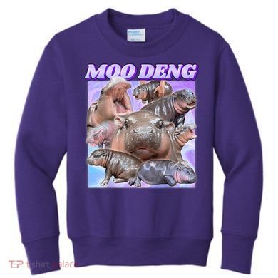Moo Deng Meme Hippo Kids Sweatshirt