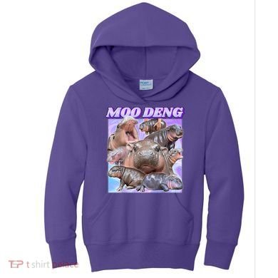 Moo Deng Meme Hippo Kids Hoodie