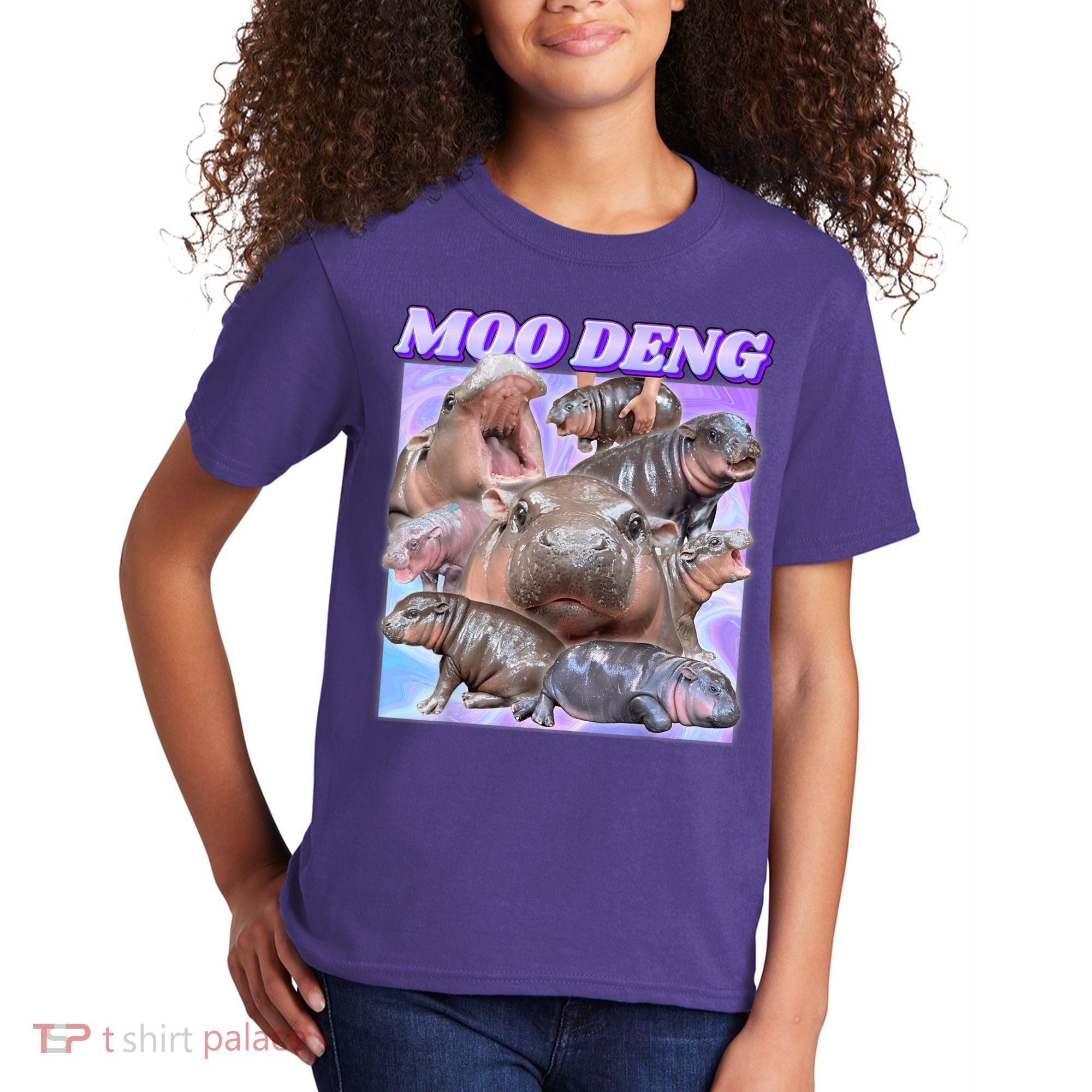 Moo Deng Meme Hippo Kids T-Shirt