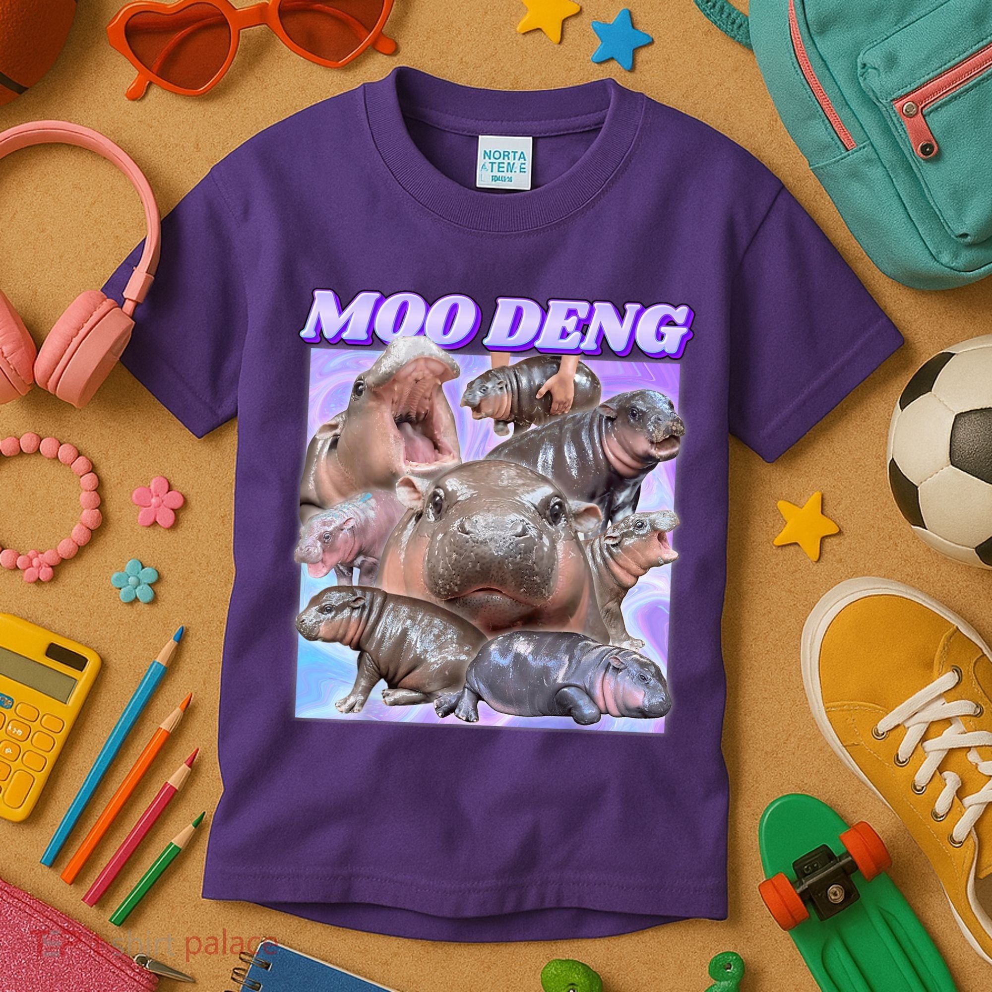 Moo Deng Meme Hippo Kids T-Shirt