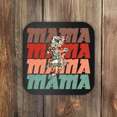 Mothers Day Mama Lightning Rose Pattern Coaster
