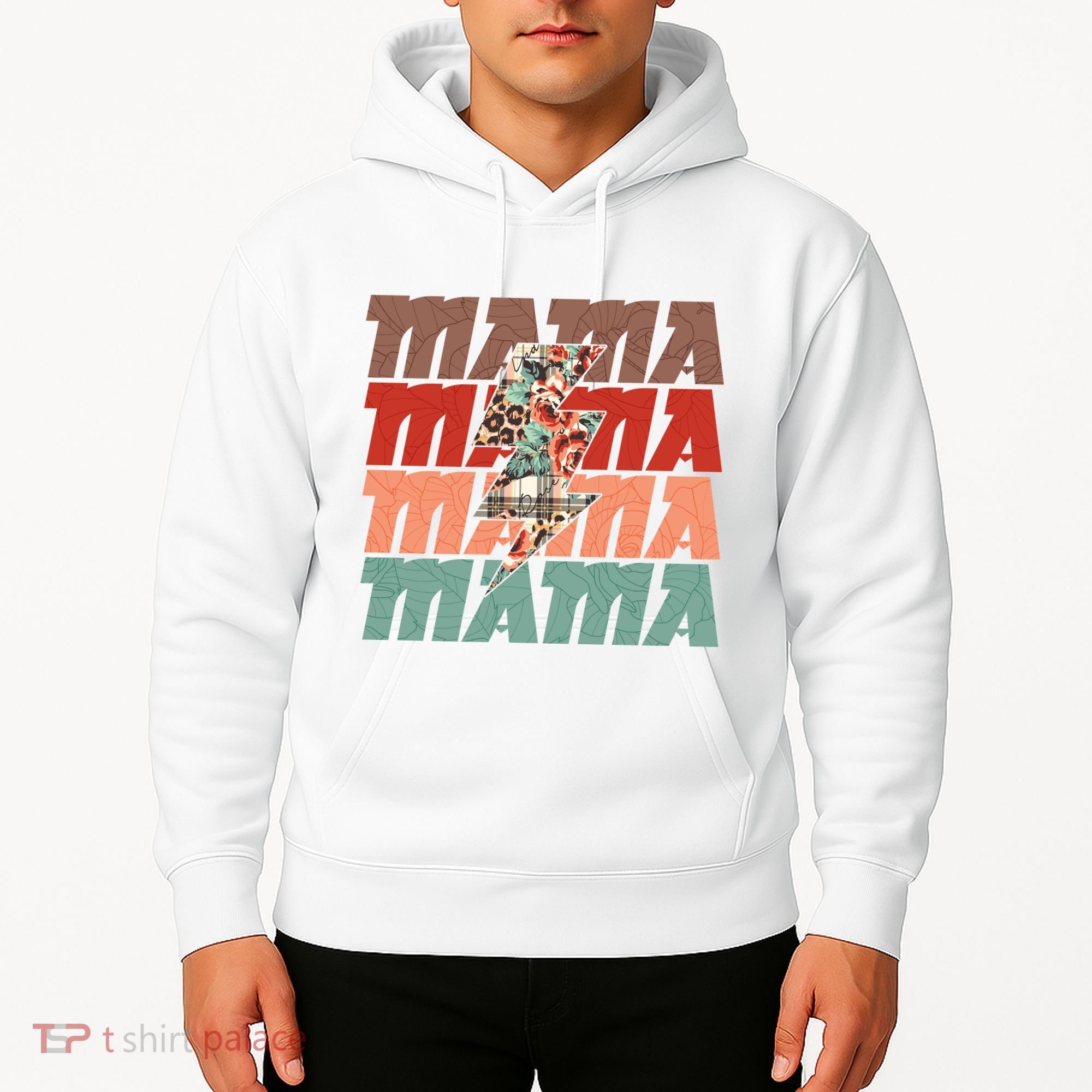 Mothers Day Mama Lightning Rose Pattern Hoodie