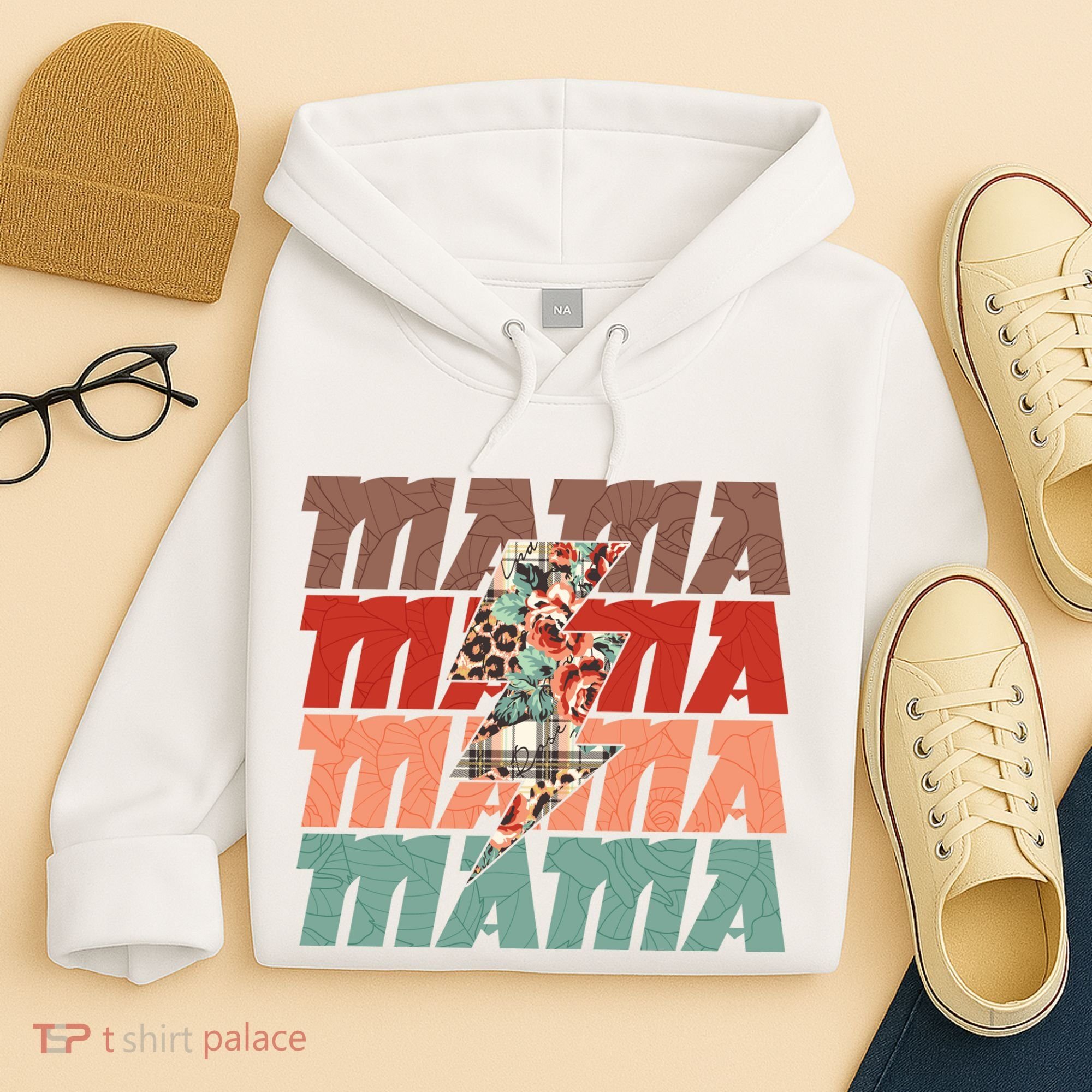 Mothers Day Mama Lightning Rose Pattern Hoodie