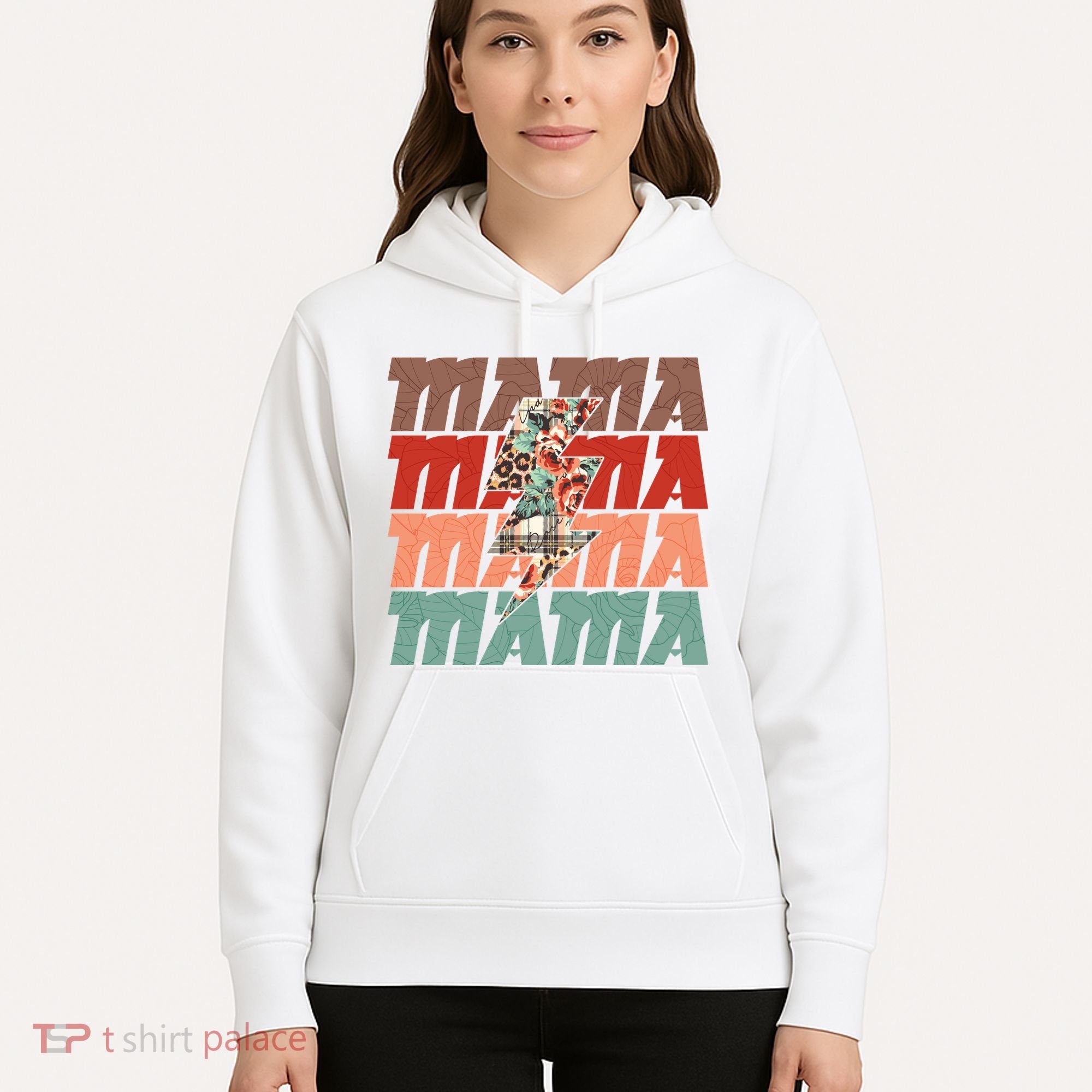 Mothers Day Mama Lightning Rose Pattern Hoodie