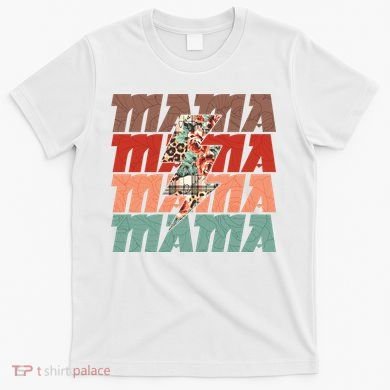Mothers Day Mama Lightning Rose Pattern T-Shirt