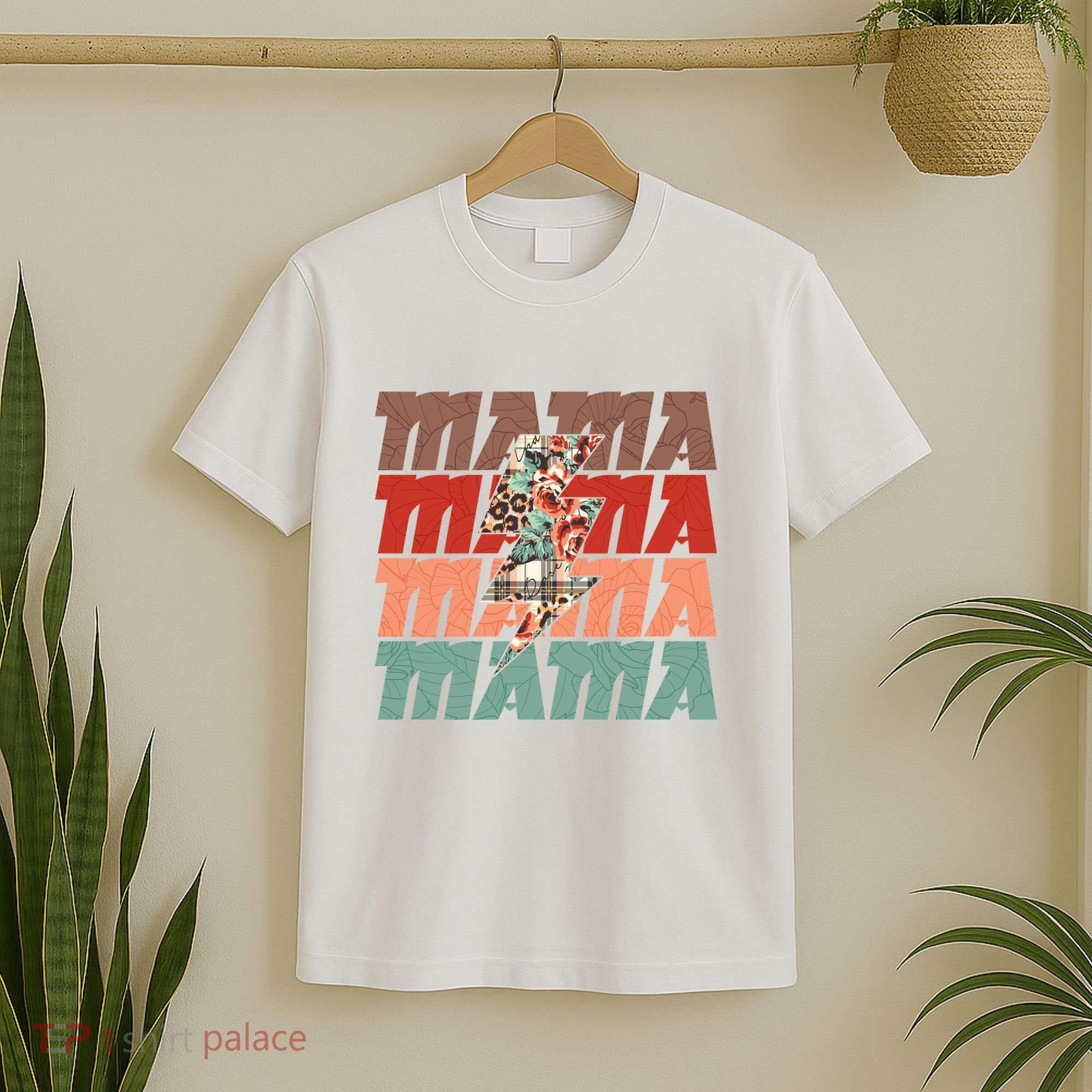 Mothers Day Mama Lightning Rose Pattern T-Shirt