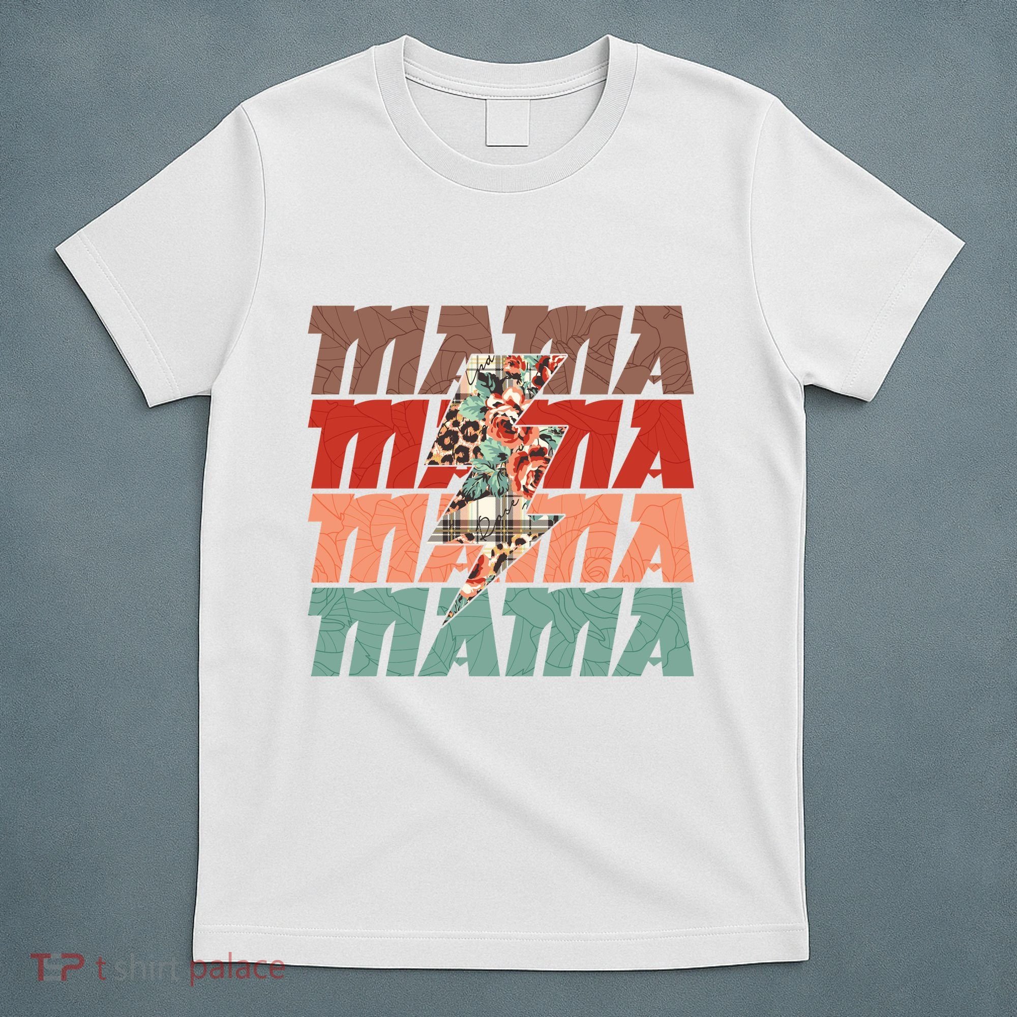 Mothers Day Mama Lightning Rose Pattern T-Shirt